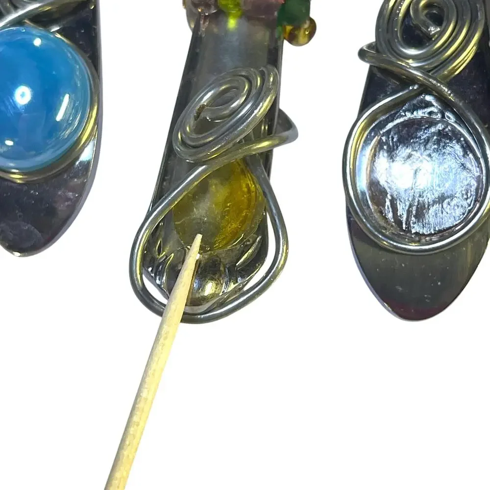 9 Pc Artisan Beaded Flatware Set Wire Wrapped Spoons Forks Knife